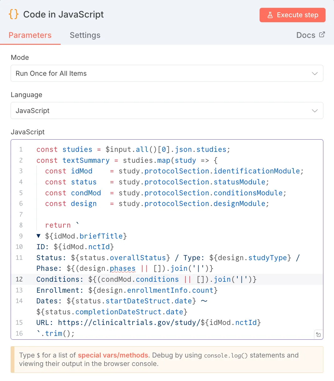 Code in JavaScriptノード